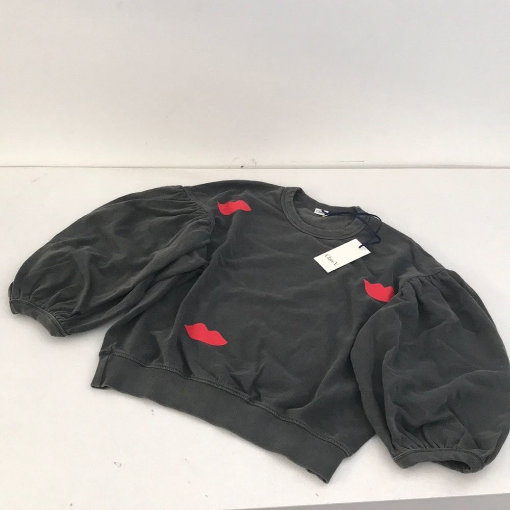 Clare V Lips Drop Shoulder Sweatshirt